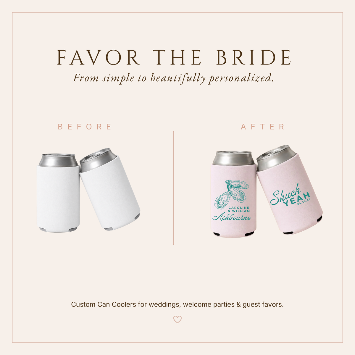 Shuck Yeah Oyster Wedding Can Coolers