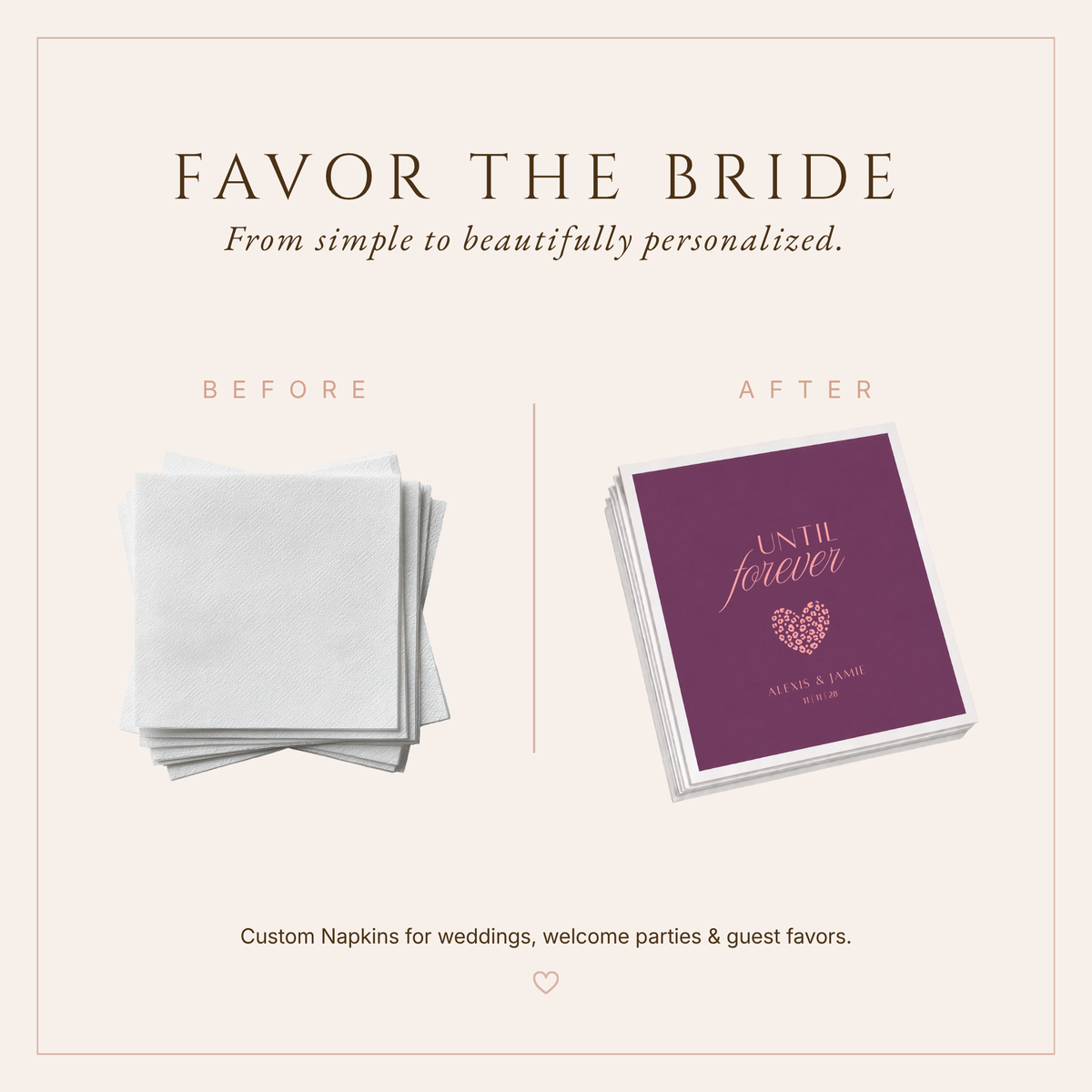 Personalized Plum Until Forever Wedding Cocktail Napkin