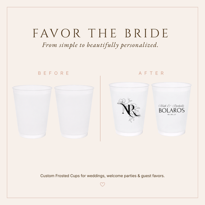 Personalized Floral Initials Monogram Wedding Frosted Cups