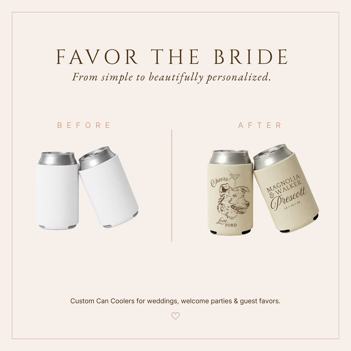 Personalized Cheers Pet Wedding Can Coolers