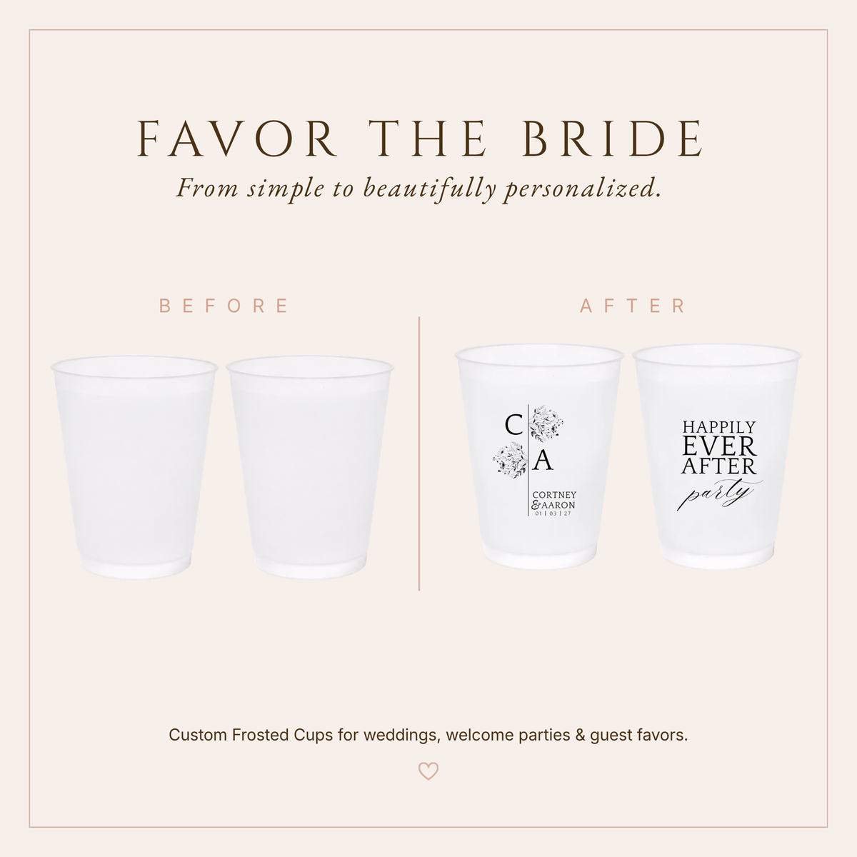 Personalized Wedding Bloom Party Frosted Cups