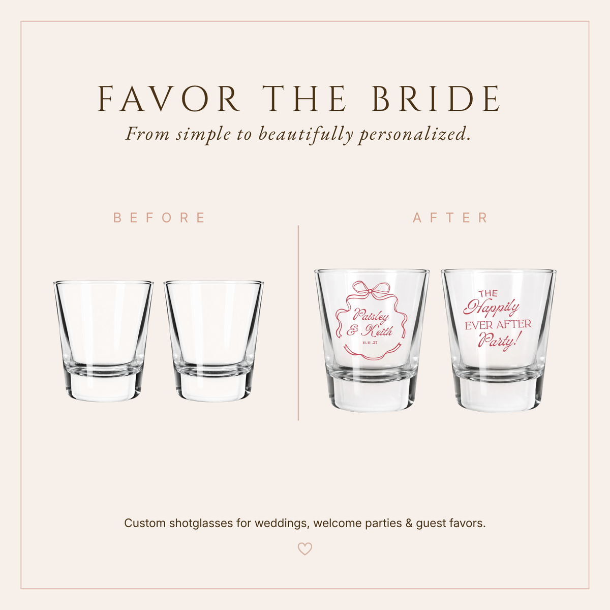 Personalized Happily Ever After Party Shot Glasses
