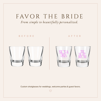 Personalized Night Before Preparation Wedding Shot Glasses