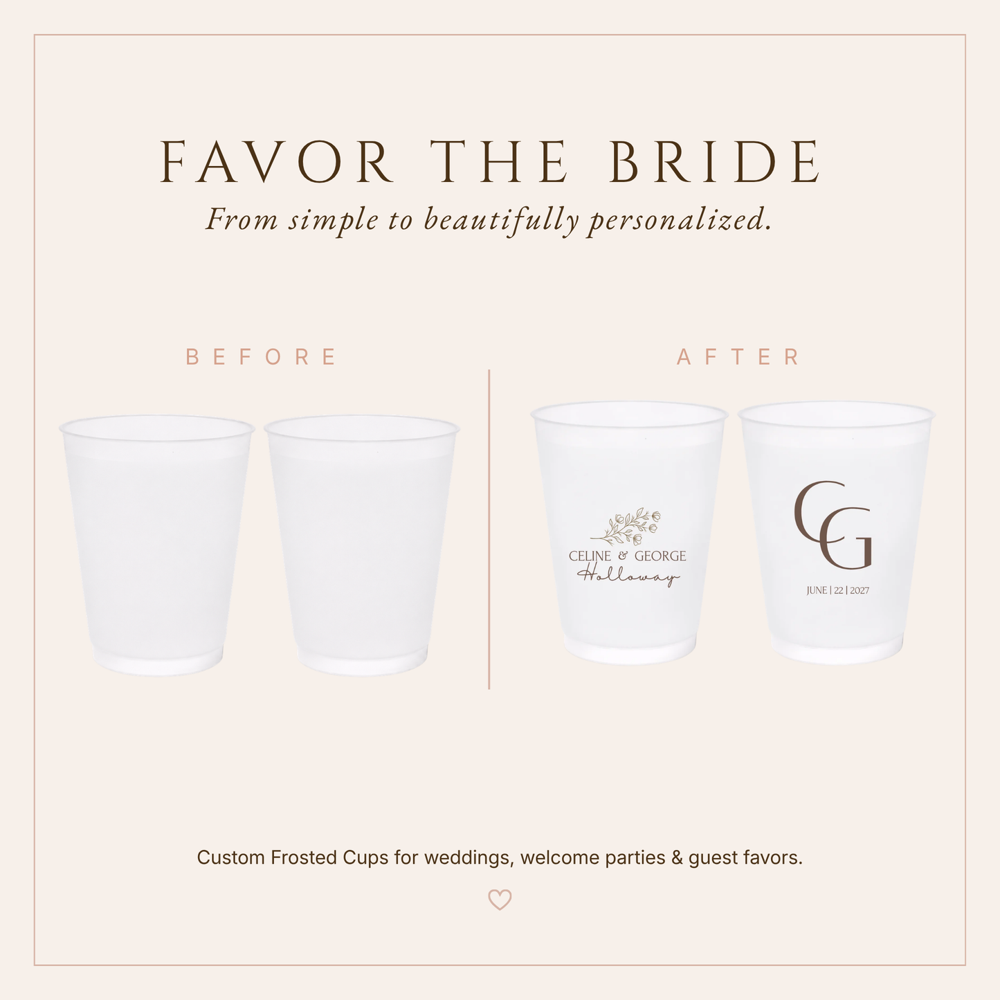 Personalized Minimalist Monogram Wedding Frosted Cups
