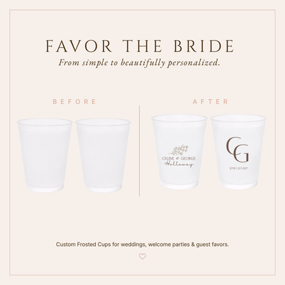 Personalized Minimalist Monogram Wedding Frosted Cups