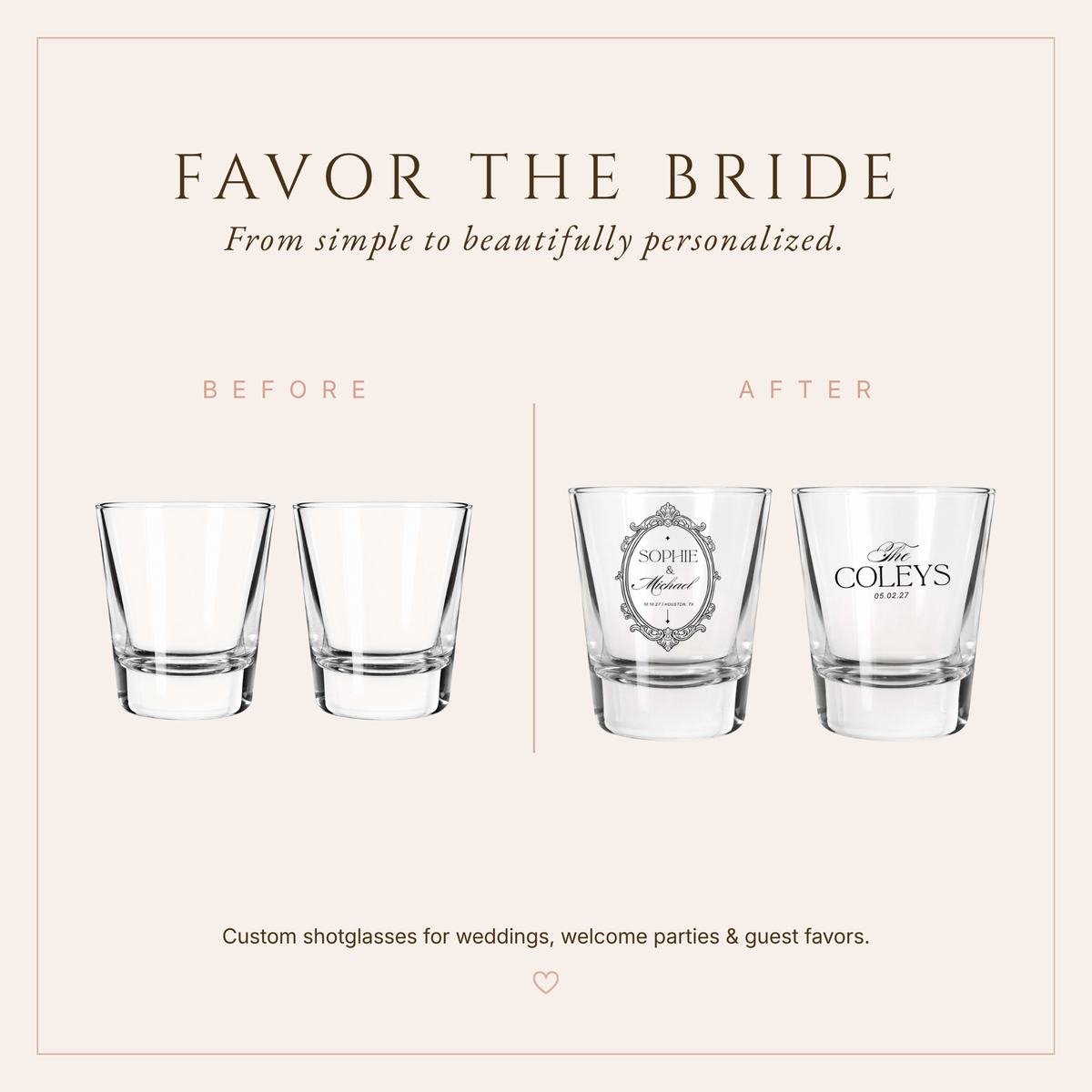 Personalized Elegant Wedding Shot Glasses