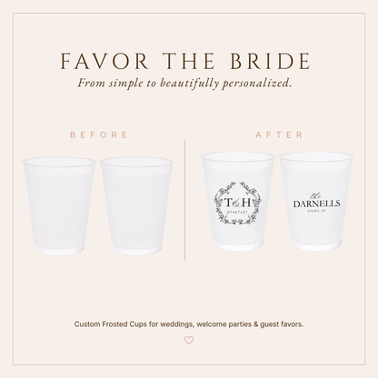 Personalized Botanical Monogram Wedding Frosted Cups