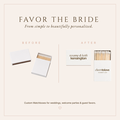 Personalized Minimalist Typography Wedding Matchboxes