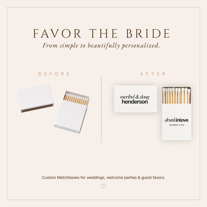 Personalized Modern Typography Wedding Matchboxes