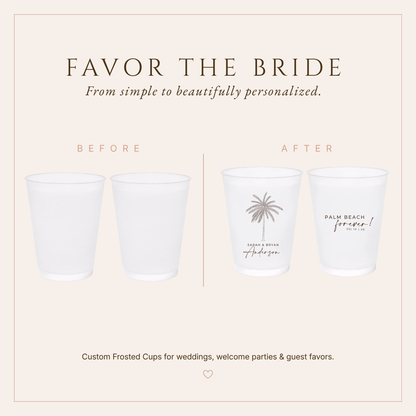 Personalized Palm Tree Wedding Frosted Cups