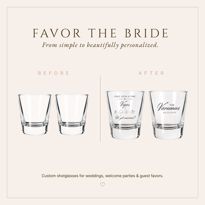 Personalized Las Vegas Wedding Shot Glasses