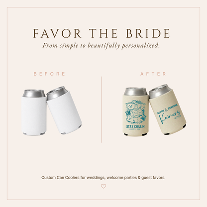 Personalized Cute Sunglasses Dog Wedding Can Coolers