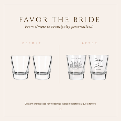Personalized Manhattan Wedding Shot Glasses