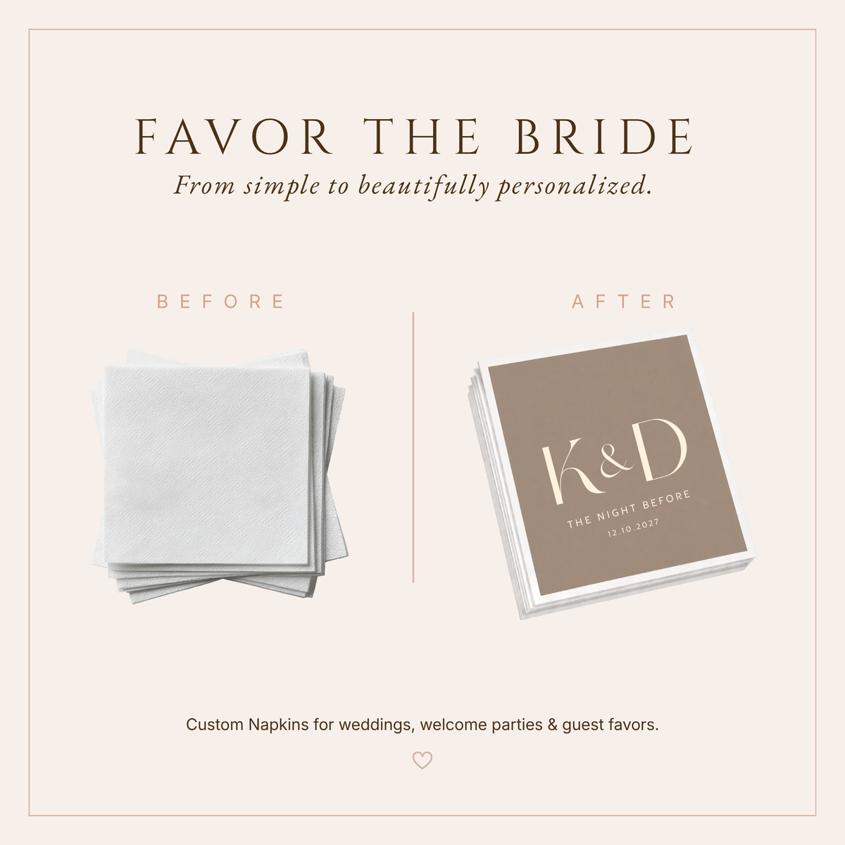 Personalized Initial Rehearsal Dinner Table Napkins