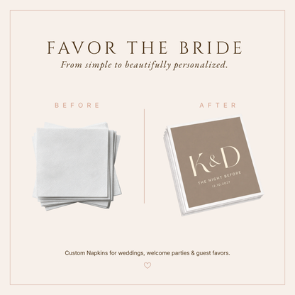 Personalized Initial Rehearsal Dinner Table Napkins