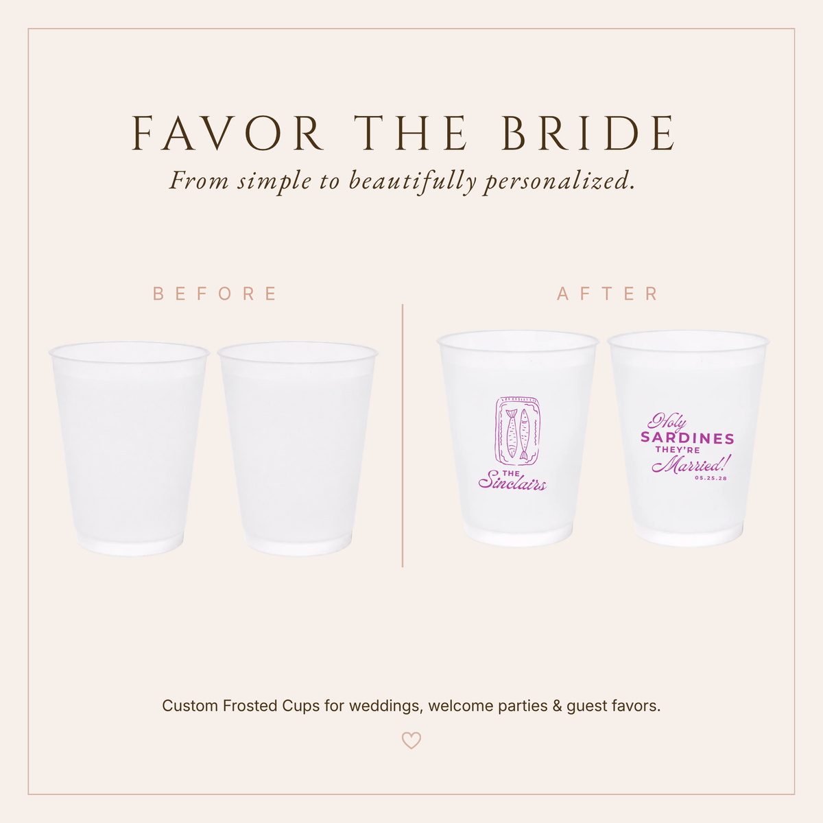 Personalized Sardine Wedding Frosted Cups