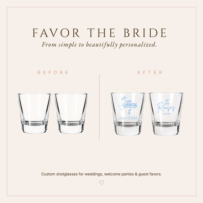 Personalized Texas Wedding Shot Glasses