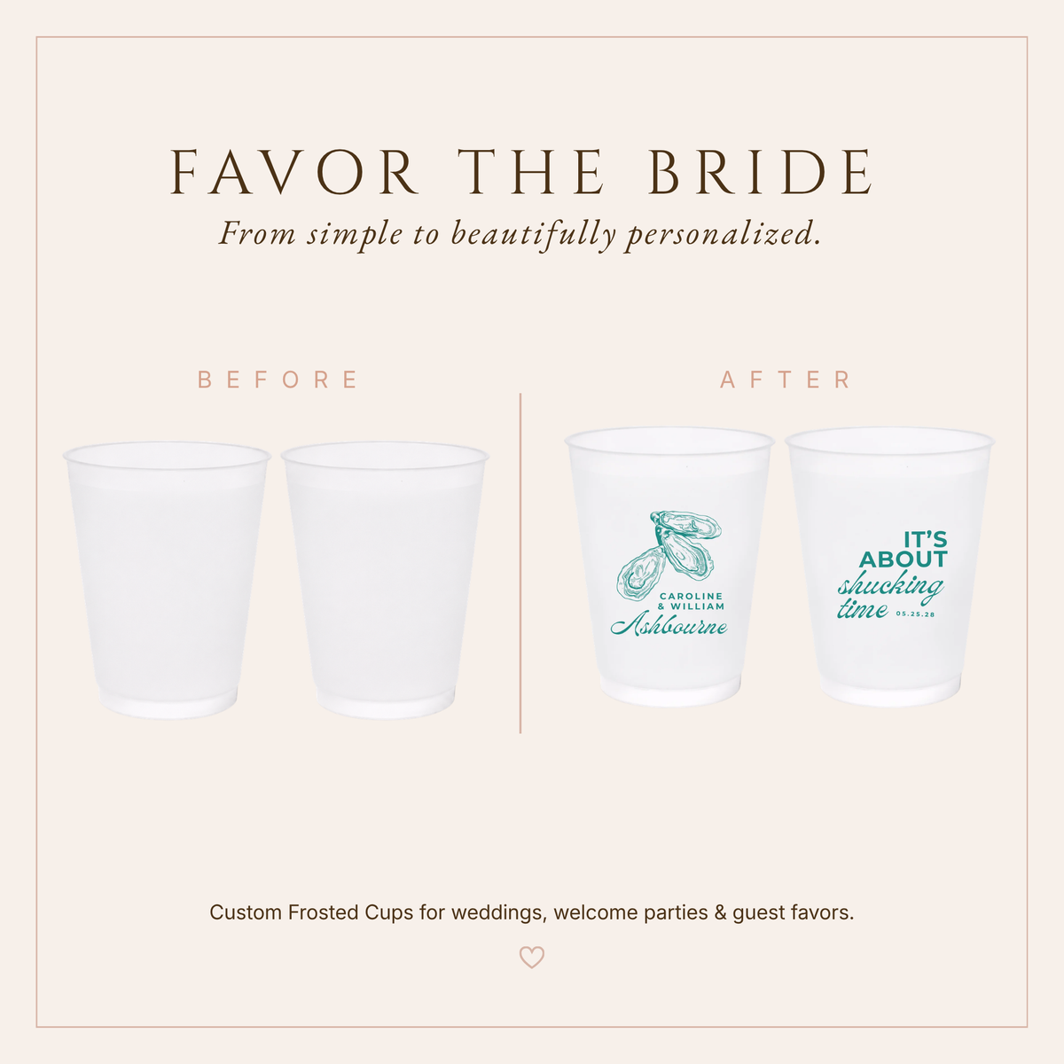 Personalized Oyster Wedding Frosted Cups