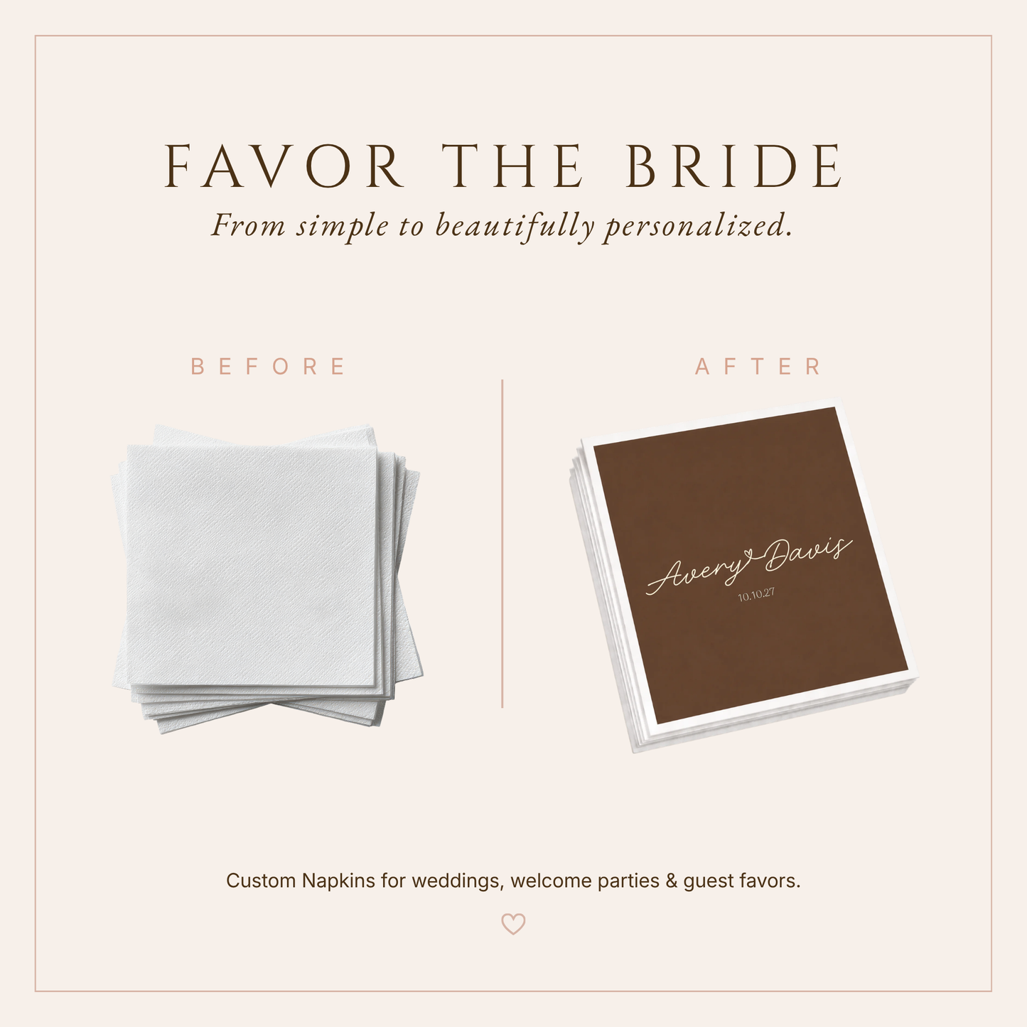 Personalized Minimalist Wedding Table Napkins