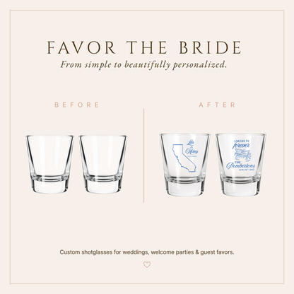 Personalized California Wedding Shot Glasses