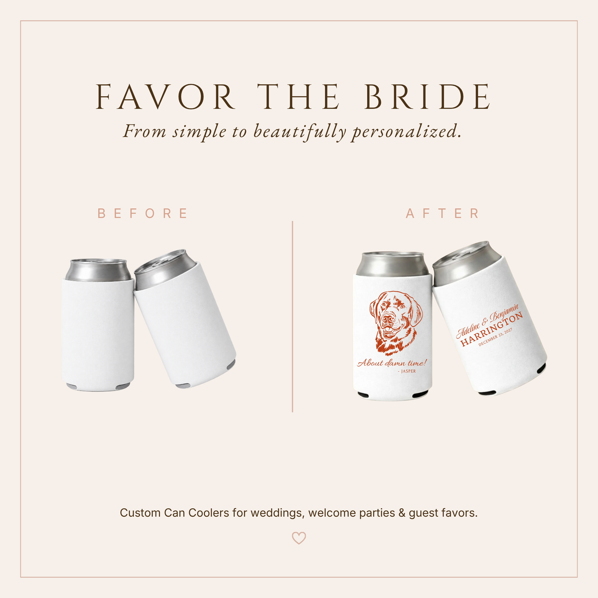 Personalized Funny Dog Wedding Can Coolers