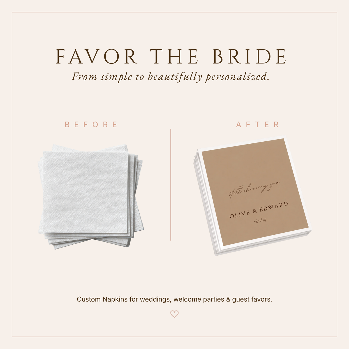 Personalized Still Choosing You Wedding Table Napkins