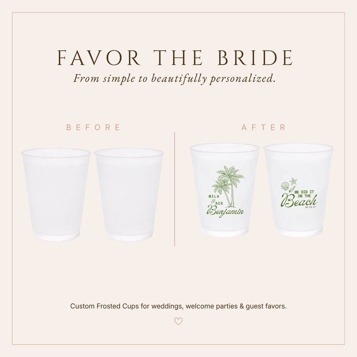 Personalized Beach Wedding Frosted Cups