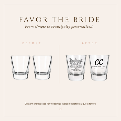 Personalized Destination Couple Wedding Shot Glasses