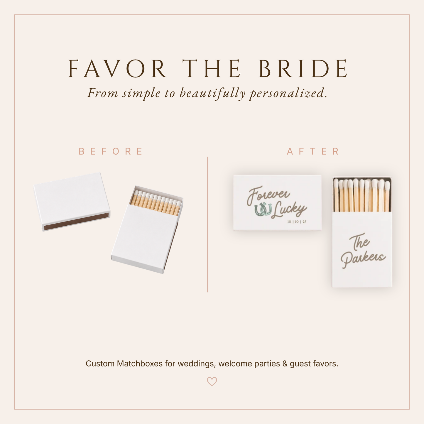 Personalized Lucky Horseshoe Wedding Matchboxes