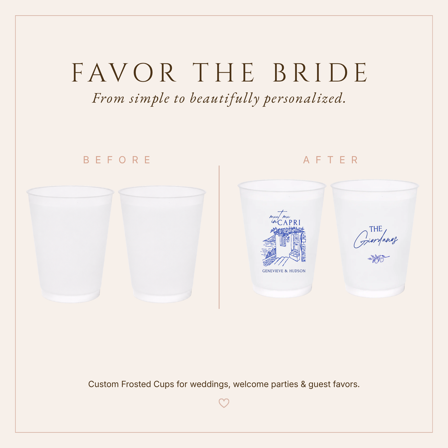 Personalized Capri Italian Coastal Wedding Frosted Cups