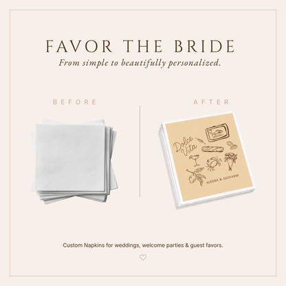Personalized Dolce Vita Wedding Cocktail Napkins