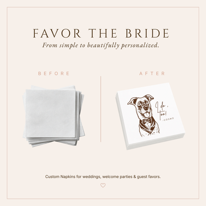 Personalized "I Do, Too!" Pet Wedding Table Napkins