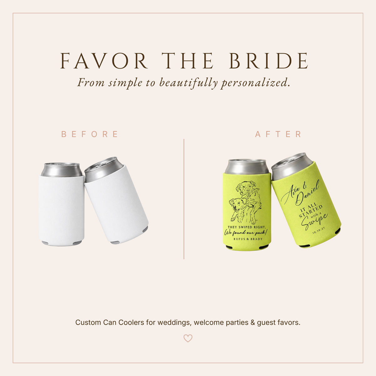 Personalized Dog Wedding Can Coolers
