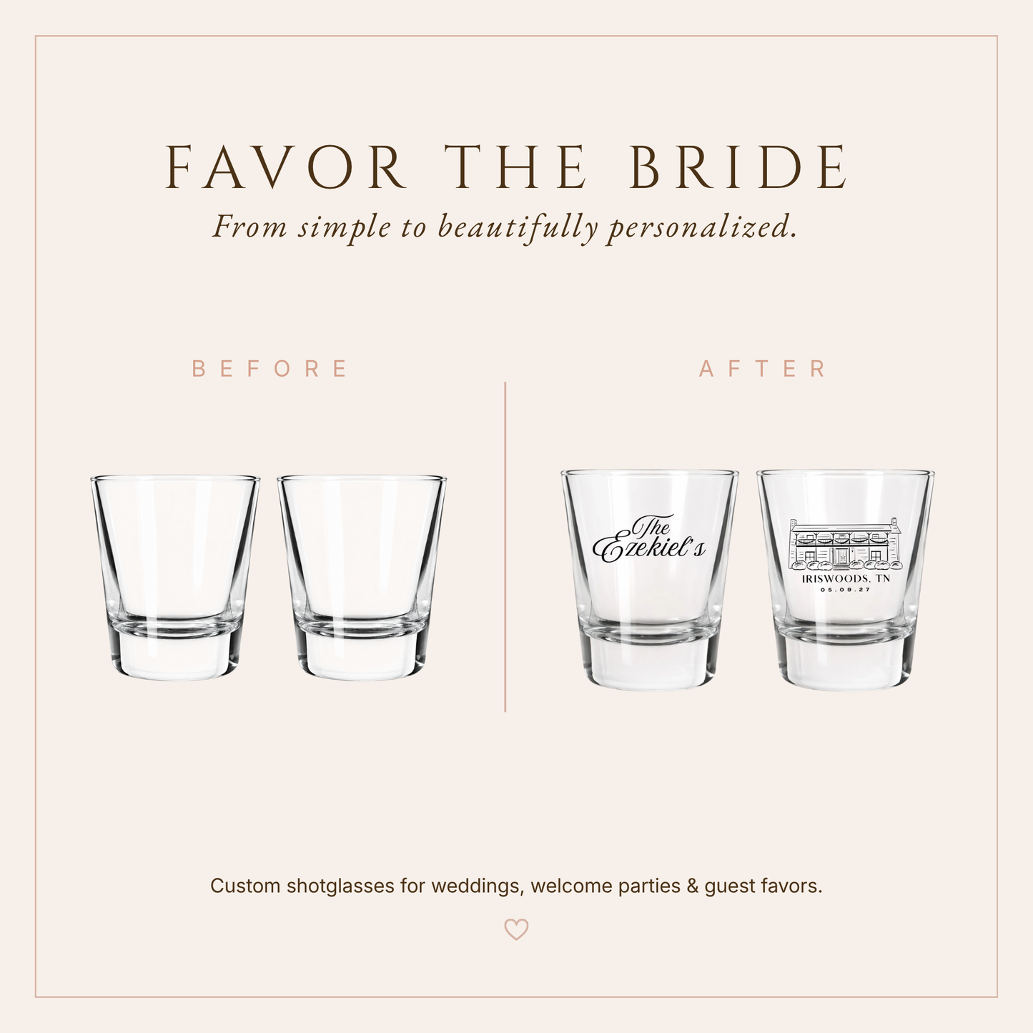 Personalized Iriswoods Tennessee Wedding Shot Glasses