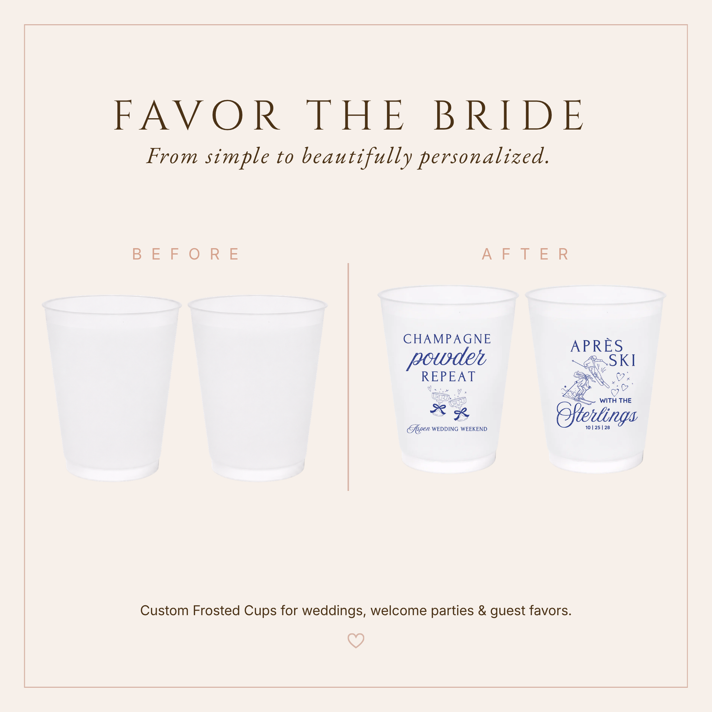 Personalized Après Ski Champagne Wedding Frosted Cups