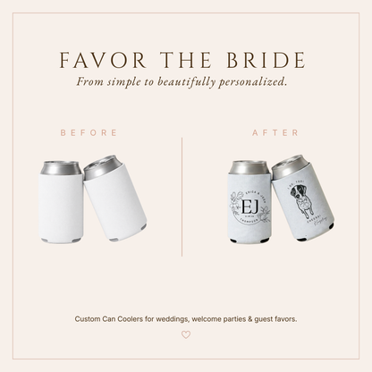 Personalized Dog Wedding Favor Can Coolers