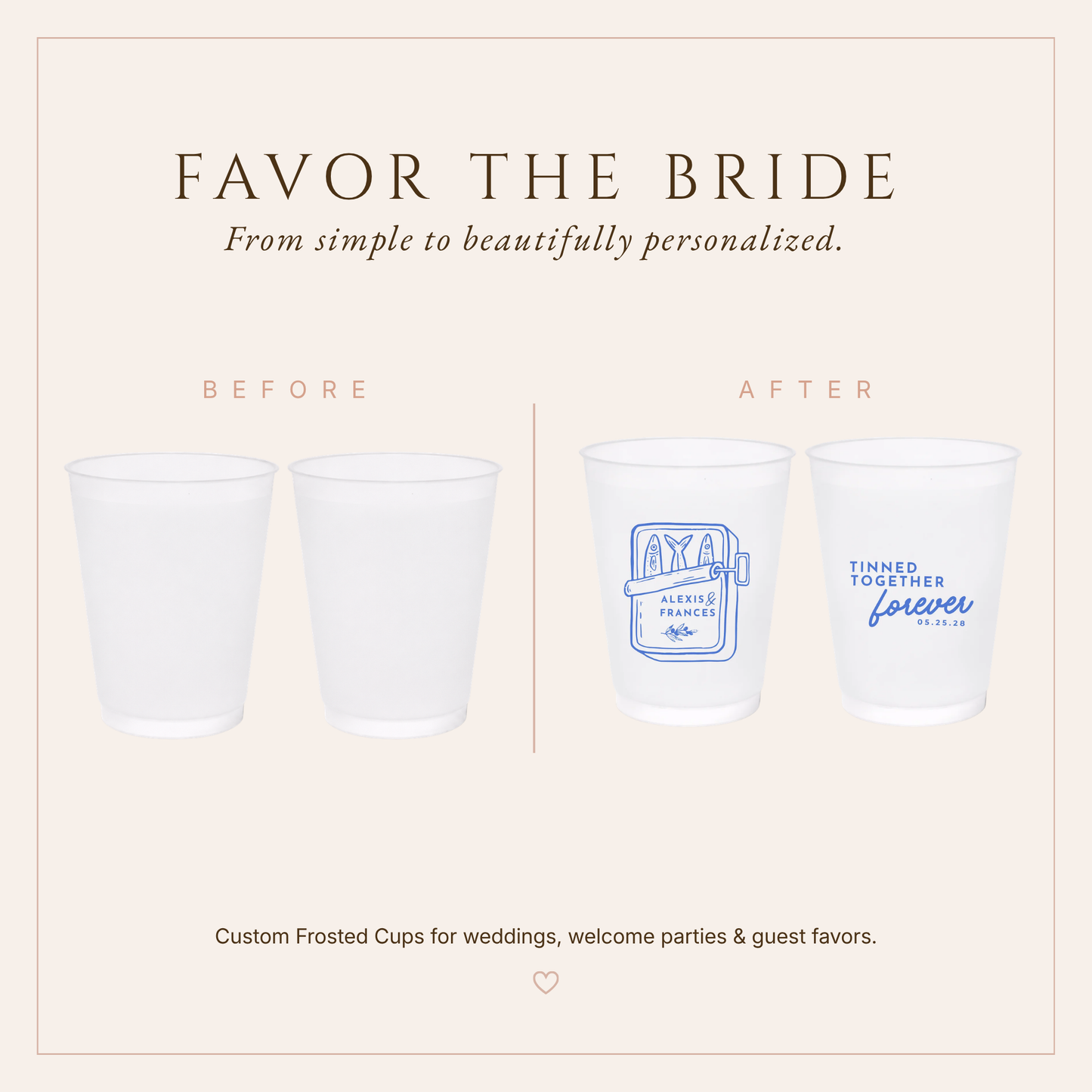 Personalized Sardine Tin Wedding Frosted Cups
