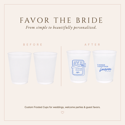 Personalized Sardine Tin Wedding Frosted Cups