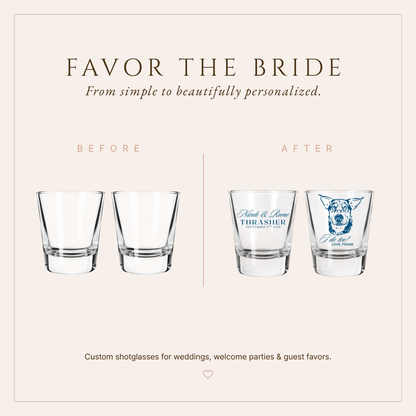 Personalized Pet Inspired Wedding Shot Glasses