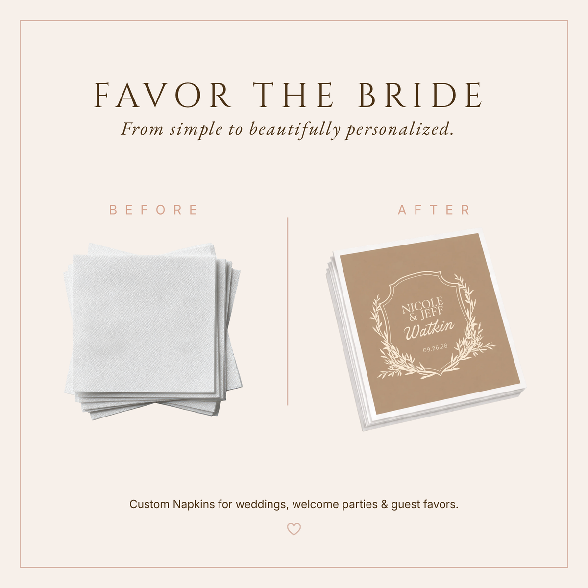Personalized Botanical Crest Monogram Wedding Table Napkins