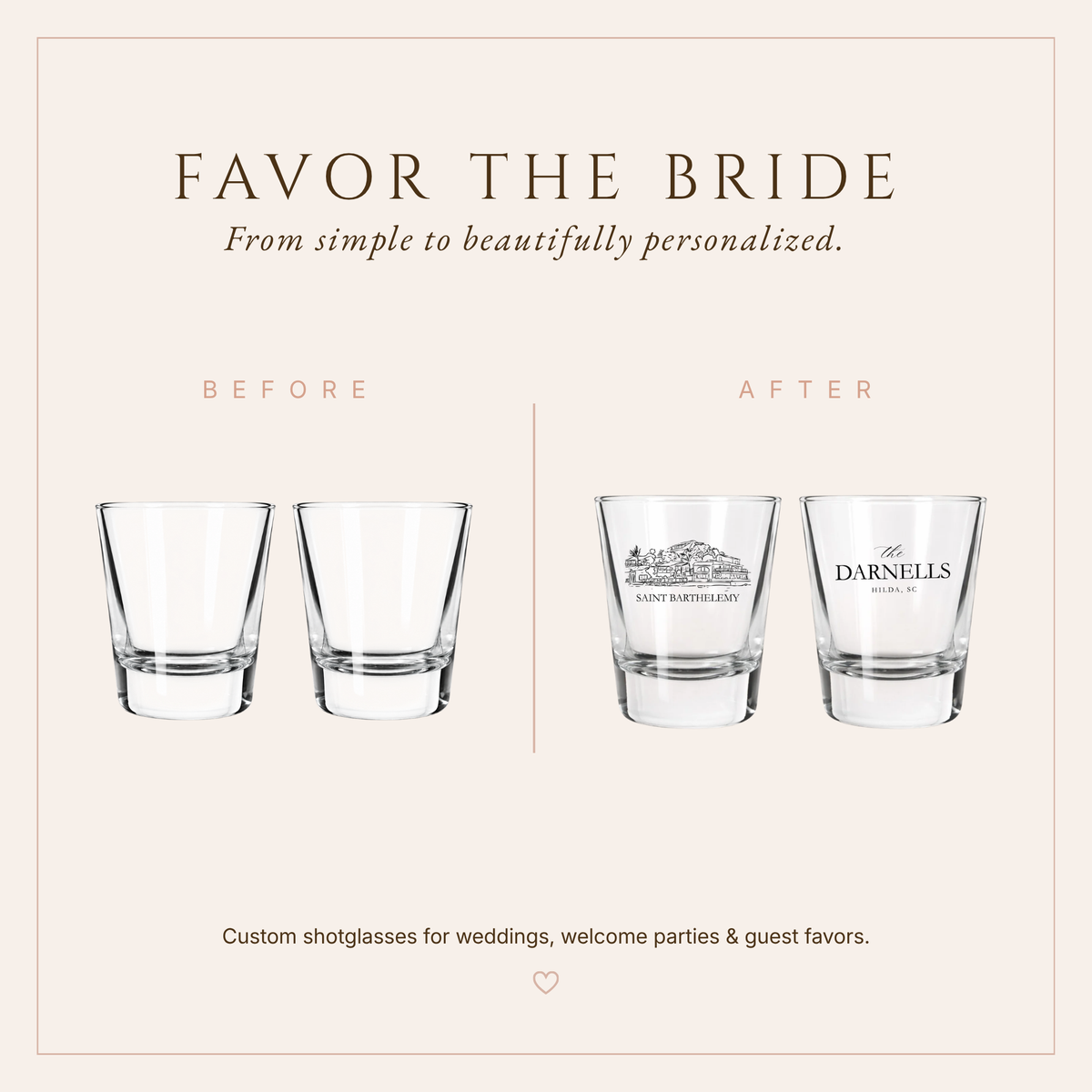 Personalized Saint Barthelemy Wedding Shot Glasses