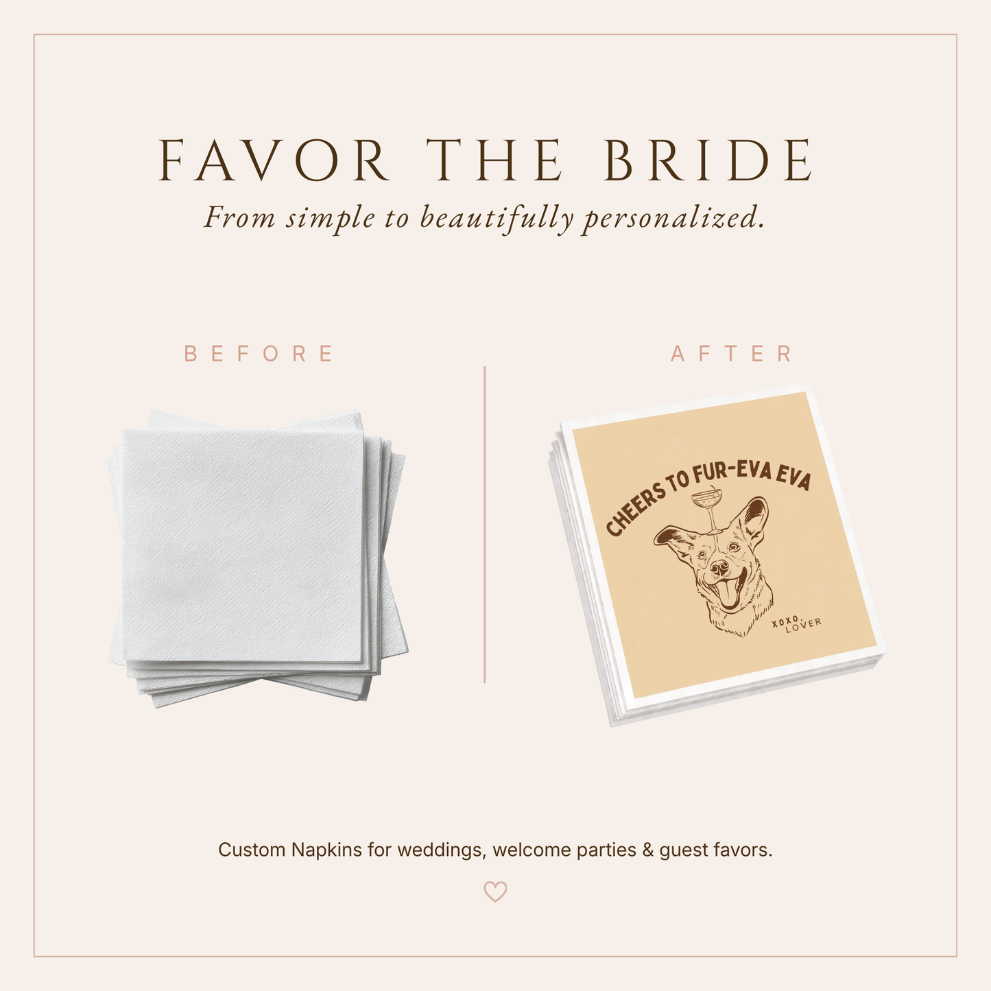 Personalized Beloved Pet Wedding Table Napkins