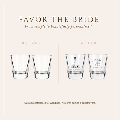 Personalized Destination Wedding Shot Glasses