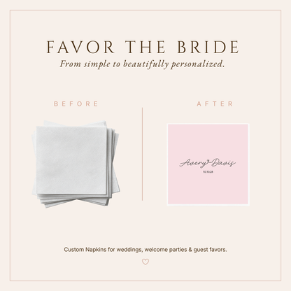 Personalized Minimalist Heart Script Table Napkins