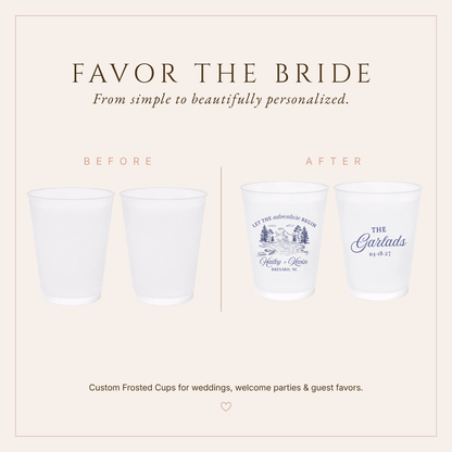 Personalized Mountain Wedding Frosted Cups
