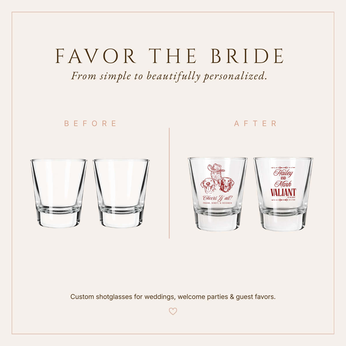 Personalized Pet Wedding Shot Glasses