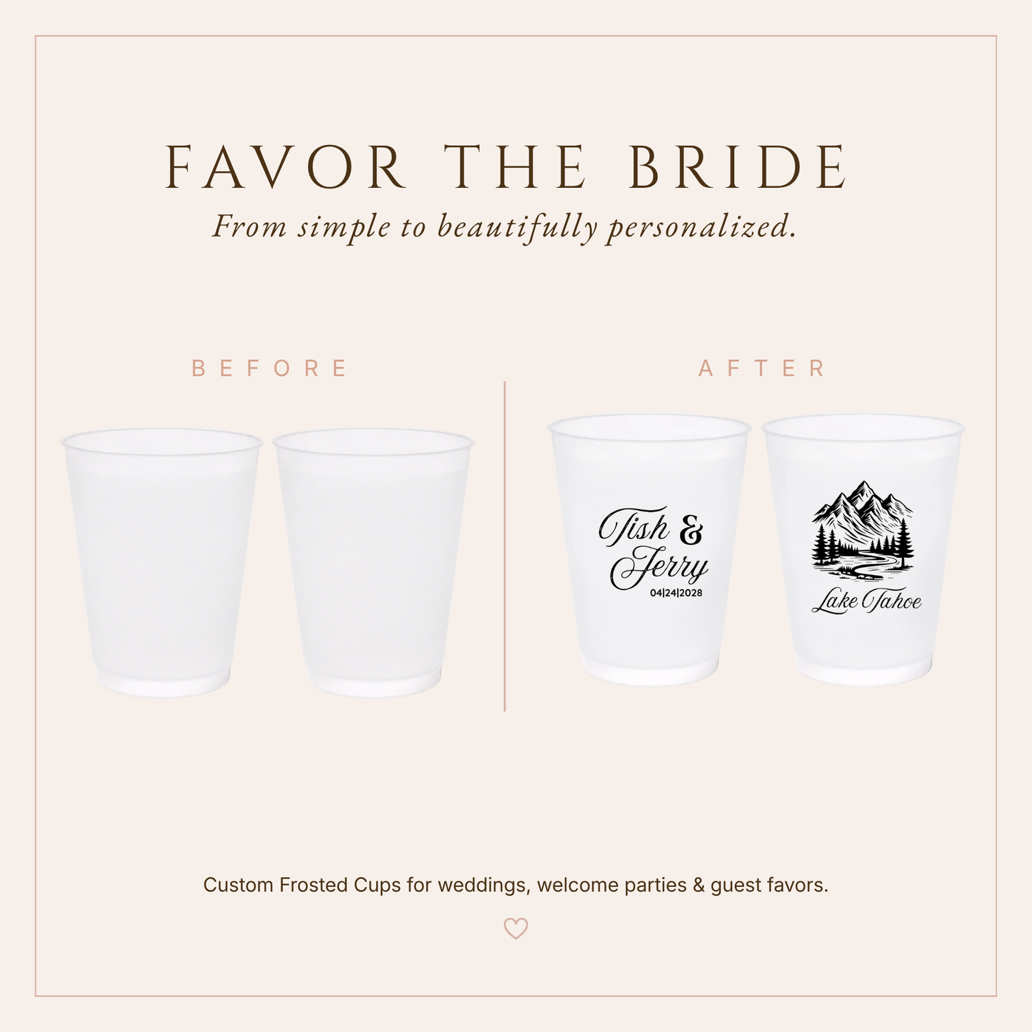 Personalized Lake Tahoe Wedding Frosted Cups
