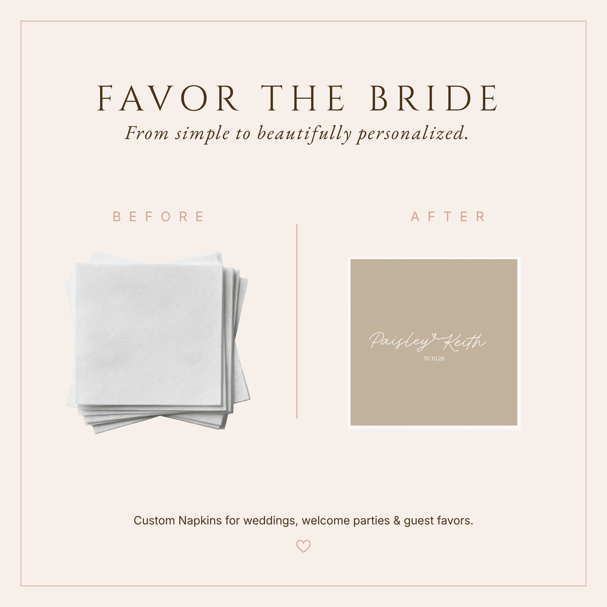 Personalized Minimalist Handwritten Wedding Table Napkins