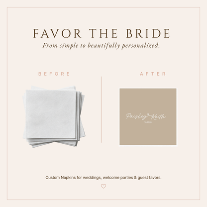 Personalized Minimalist Handwritten Wedding Table Napkins