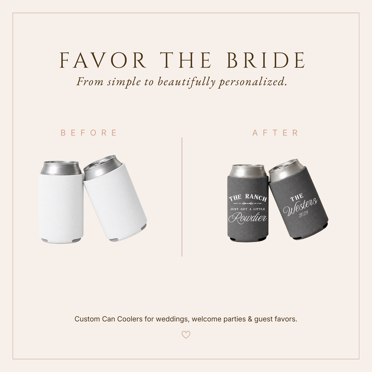 Western Ranch Wedding Can Coolers